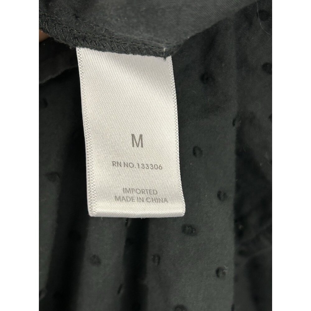 MARYSIA Resort Women’s Sz M Midi Smocked Swiss Dot Black Bow Tie Shoulder Dress - Picture 4 of 12